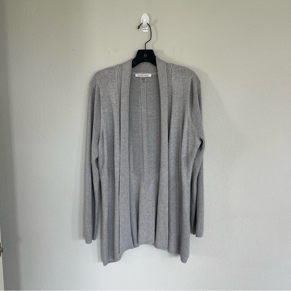 Allison Daley Open Knit Grey Cardigan Size Large